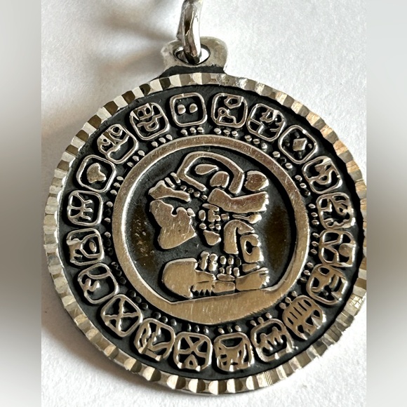 Heavy Vintage Pendant Mayan Aztec Silver 950 Mexico Taxco Signed - Picture 4 of 5